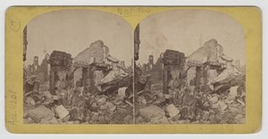 Stereografisk utsikt over Terrace Block på Michigan Avenue etter Chicago-brannen i 1871